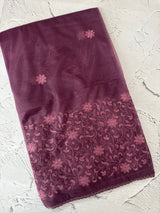 Glass tissue organza saree with embroidery MSF121 (1) Metallic Wine