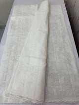 Mul chanderi applique work saree MSH184- White