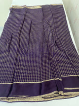 Crepe chiffon georgette saree with checks MS40097 PURPLE