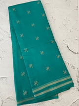 Soft Gachi silk saree with zari weaving MGH76 - Turquoise Green