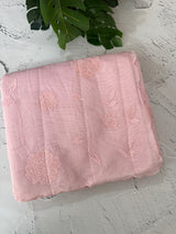 Mul chanderi- linen applique work saree  MSH174 PastelPink