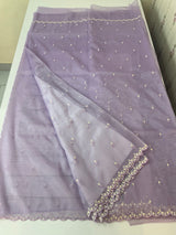 Glassy tissue organza saree with embroidery FKSF121- Lavender