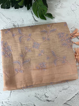 Tissue chanderi saree with applique work MSH699 - Peach