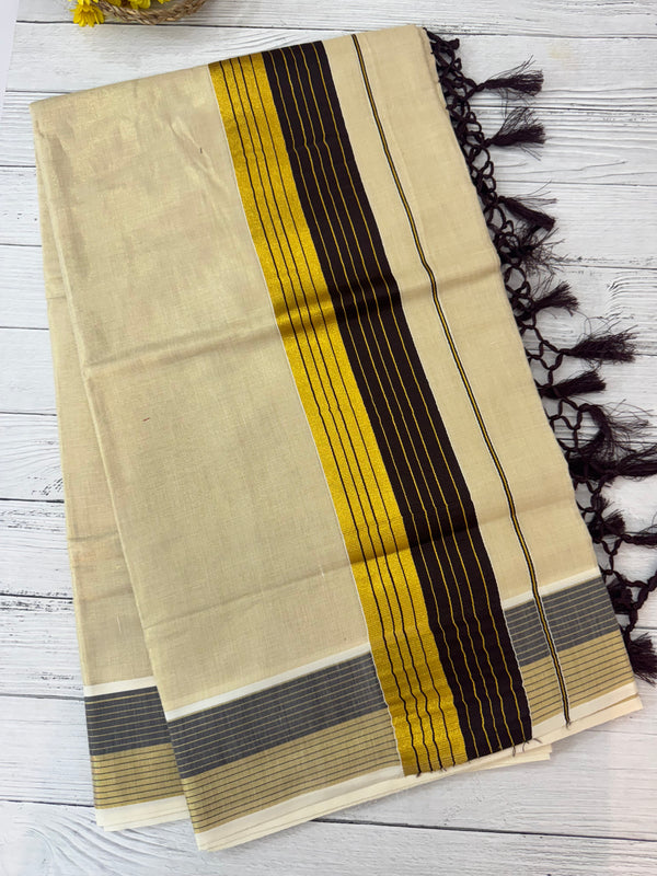 Kerala gold tissue saree - Coffee brown SSRLMRH