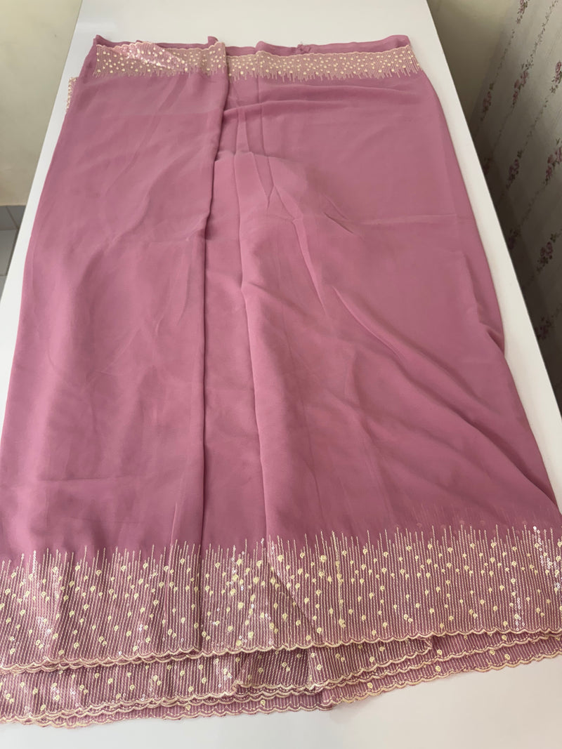 Designer georgette sarees with blouse MGS5321- OnionPink
