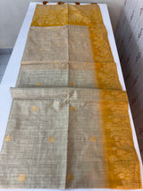 Art tussar saree with contrast blouse MSA37 - Yellow
