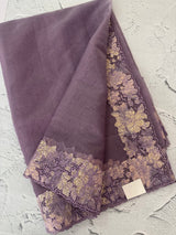 Soft Organza saree with cutwork tissue applique borders - MCW765