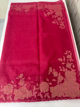 Soft organza saree with applique work - MCW543 Dark Pink