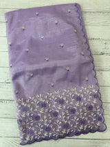 Glassy tissue organza saree with embroidery FKSF133- Lavender