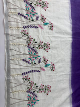 Linen blend Saree with hand embriodery MLS611