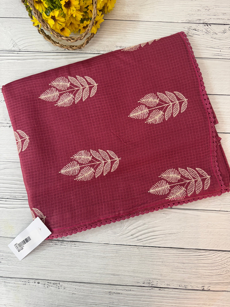 Soft kota silk saree with embriodery MS14809- Pink