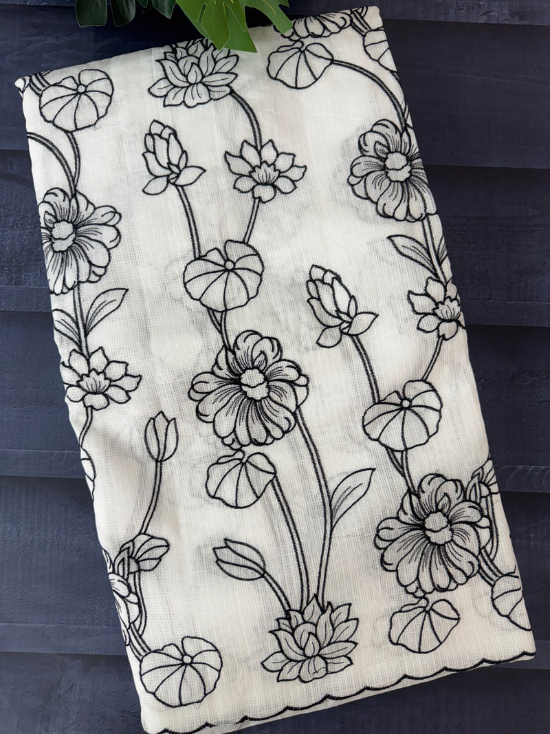 NetKota embriodery saree  MSH119 Black & White