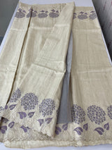 Blended soft tussar saree with embriodery - MS8669 PearlCream