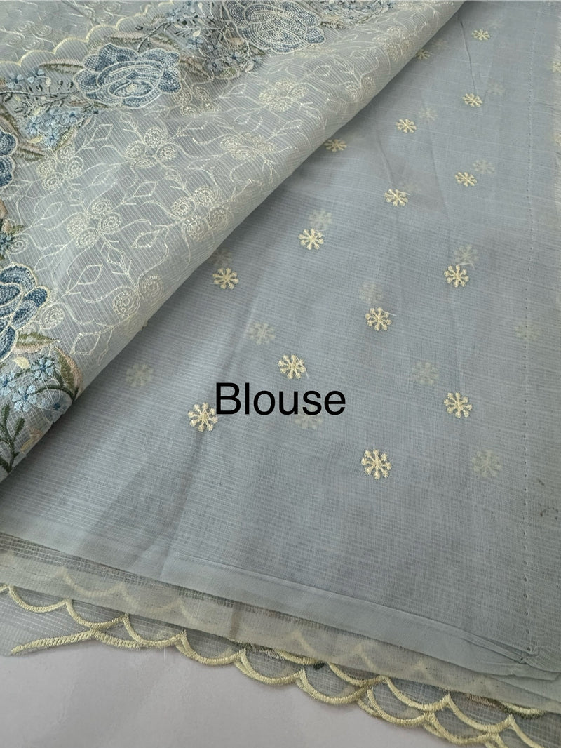 Phulkari NetKota embroidery saree - MSH126 PowderBlue