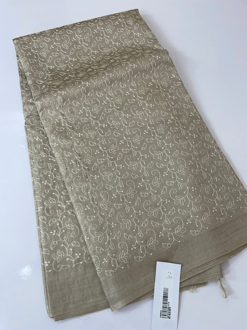 Pure desi tussar silk saree with embroidery - MTSS659(1) Chiku