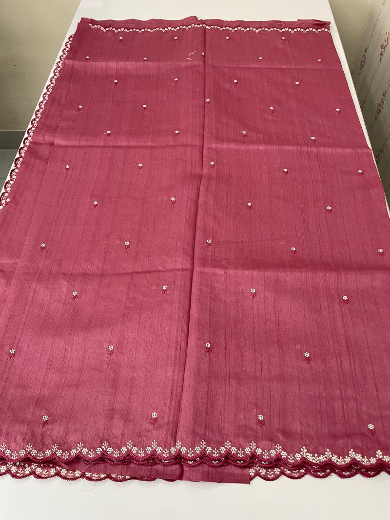 Cutwork Semi tussar saree MTSS674 DarkOnion