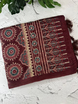 Semi Chanderi saree with hand kanta embroidery MS9899