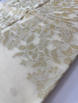 Soft Chanderi viscose silk saree with zari  MS1801- Cream