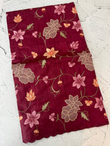 Blended tussar saree with applique work and embroidery MTSS451 DeepMaroon