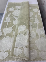 Semi organza saree with appliqué work - MSH906 PastelGreen