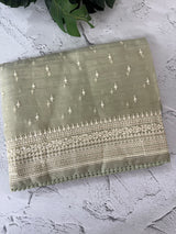 Tissue Organza saree with  thread work - MS14798 PastelGreen