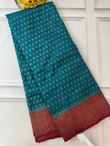 Banarasi viscose Georgette saree MKGS611- TealBlue to MaroonRed