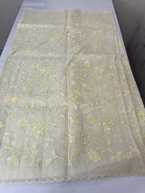 Moonga checks saree with Applique work  MSK766(1) -Ivory