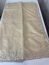 Blended matka tussar saree with embriodery - MS8477 Beige