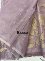Semi Organza saree with tissue applique work MS5081- Lavender