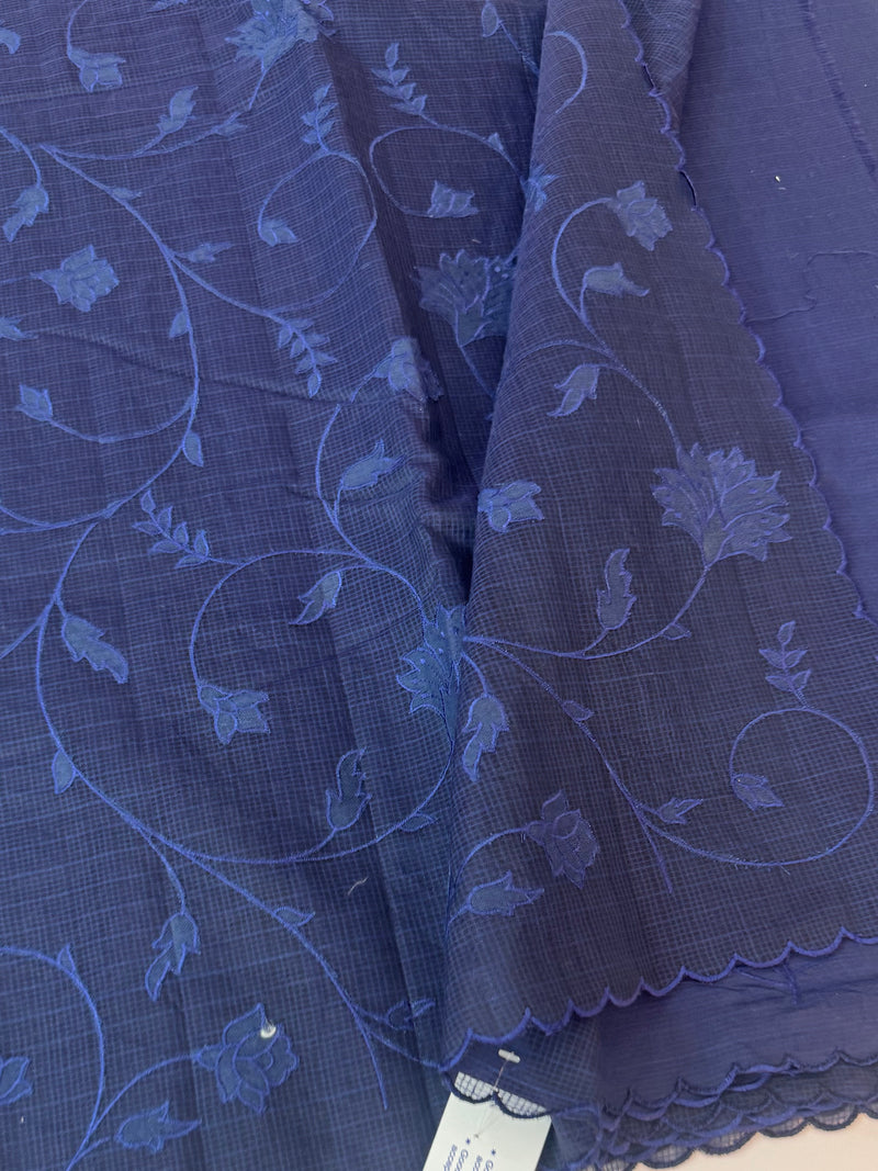 Kota silk cotton saree with applique work MS81788 -DarkBlue