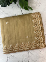Blended tussar saree with cutwork - MSHK690 Chikoo
