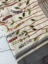 Blended tussar silk saree with hand embroidery MS40488