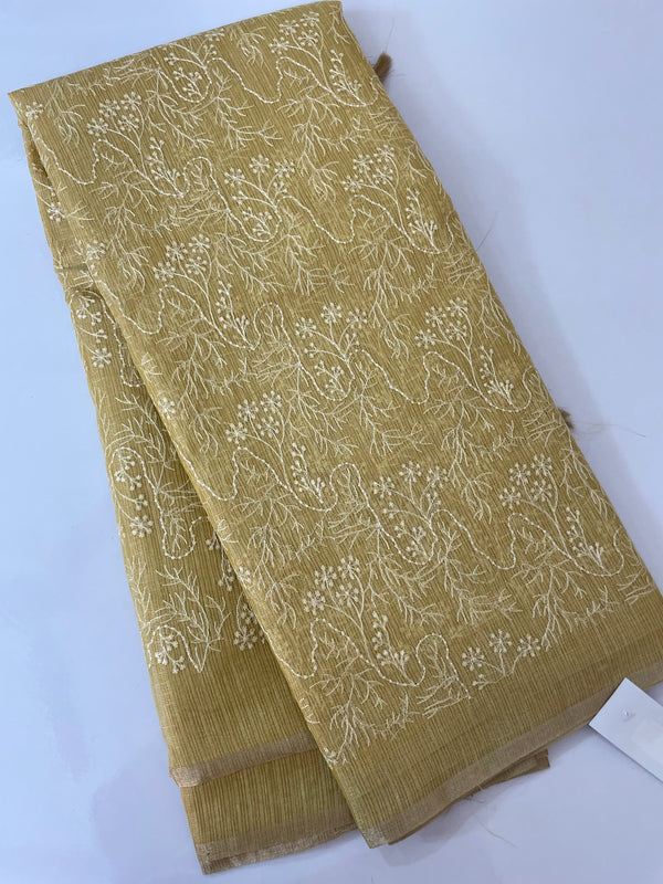 Tissue Silk embriodery saree MS49888