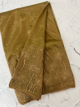 Glass tissue organza saree with embroidery MSF121 (3) Metallic Bronze