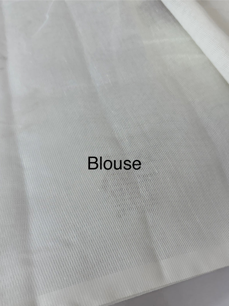 Supernet saree with cross stitch embroidery MCJ874 white & Red