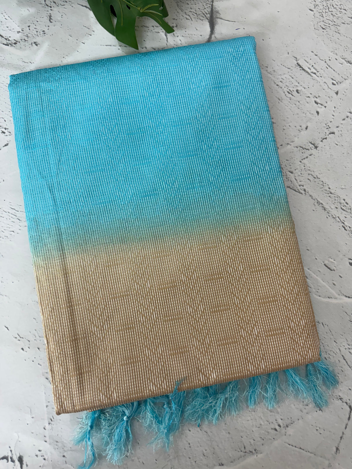 Semi tussar saree with thread work MTS1001 - Cream to Blue
