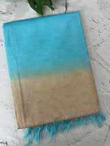 Semi tussar saree with thread work MTS1001 - Cream to Blue