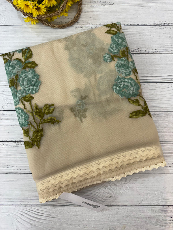 Viscose organza saree with cross stitch embroidery MS5089