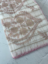 Check Mul chanderi saree with applique work MSH164 - White to Pink