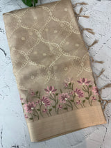 Tissue silk saree with embroidery MSH235