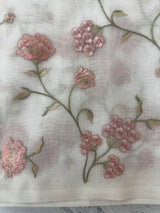 White Supernet saree with embroidery MSH153