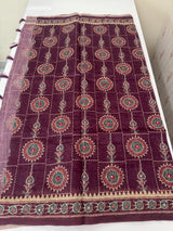 Semi Chanderi saree with hand kanta embroidery MS9899