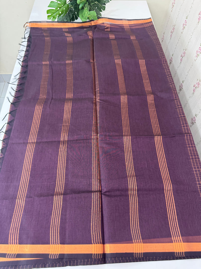 Mangalagiri Silk Cotton Saree with zari checks MS90321 Wine