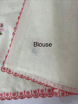 Mul chanderi embriodery saree with scalloped borders MSH290