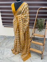 Hand block printed pure kota doria saree MBKD452