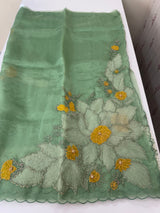 Designer Glass organza saree with applique work- MSH15195