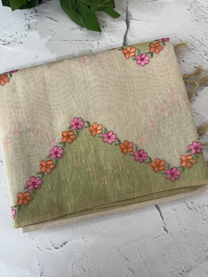 Soft Jute tissue saree with embroidery MJT671