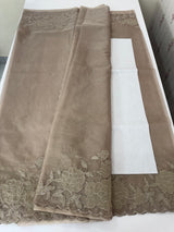 Soft organza saree with applique work - MCW543 Taupe
