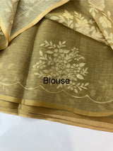 Tissue Linen Saree with applique work MRS890