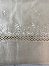 Blended tussar saree with embriodery and cutwork- MS8666 (7) Pearl Cream